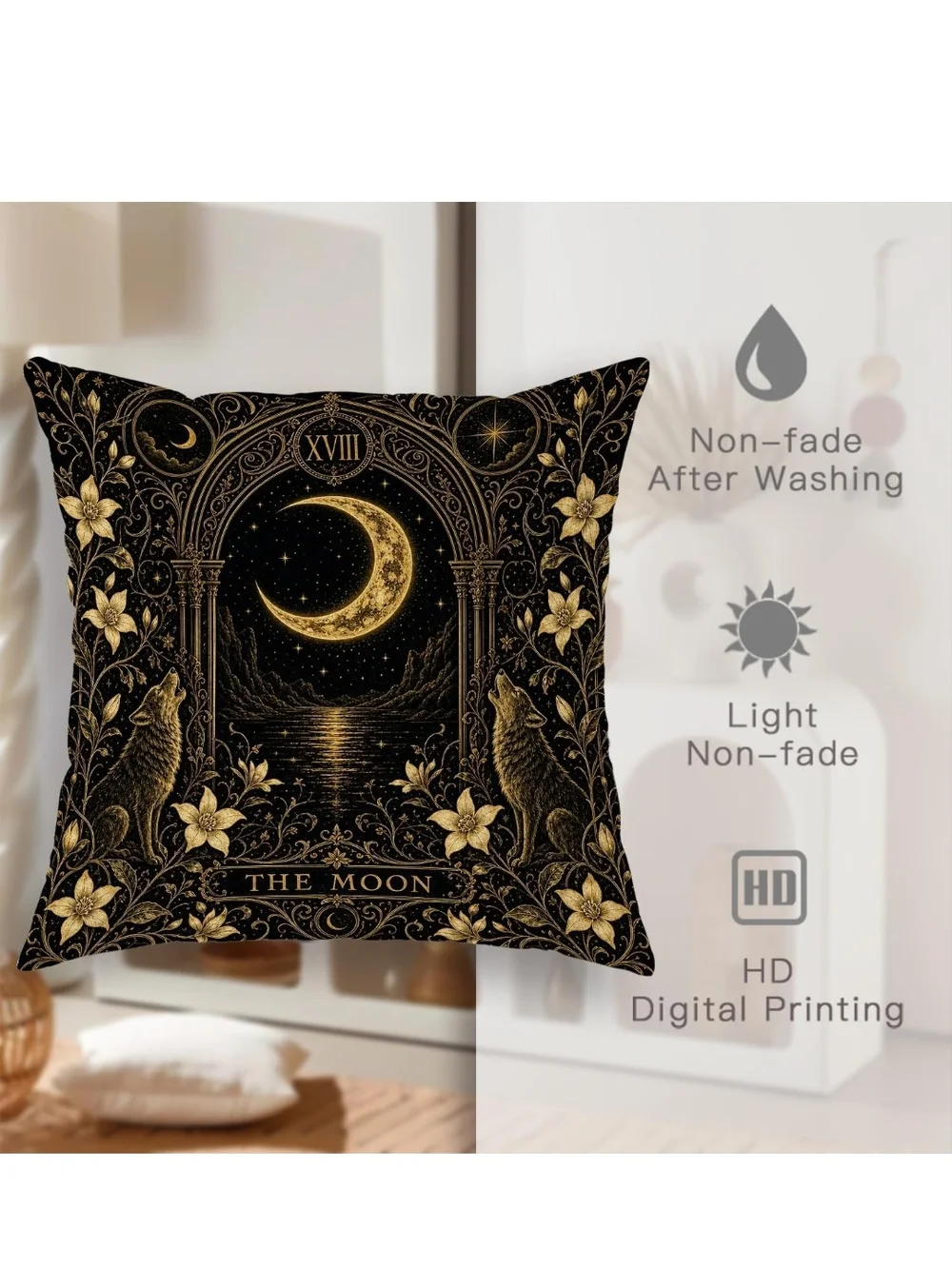 Mystic Moon Gold & Black Decorative Throw Pillow (Set of 2)